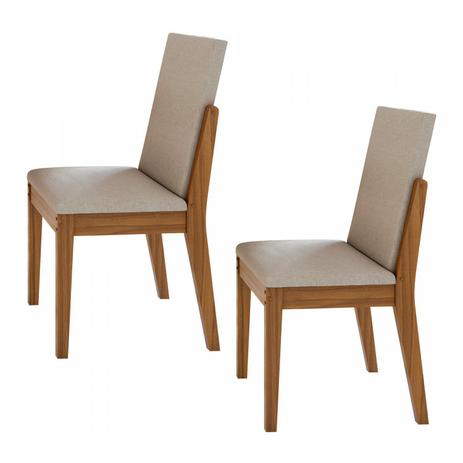 Conjunto 2 Cadeiras Lira Móveis Lopas Rovere Naturale/Linho Rinzai Bege Menor preço em Conjunto 2 Cadeiras Lira Móveis Lopas Rovere Naturale/Linho Rinzai Bege