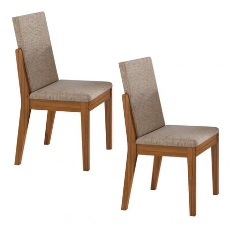 Conjunto 2 Cadeiras Lira Móveis Lopas Rovere Naturale/Velvet Riscado Bege Menor preço em Conjunto 2 Cadeiras Lira Móveis Lopas Rovere Naturale/Velvet Riscado Bege