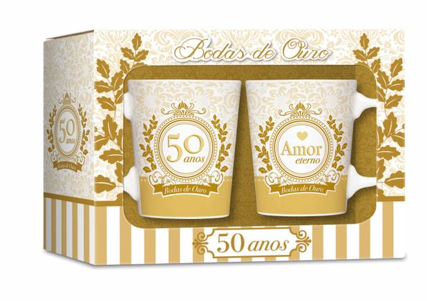 Conjunto 2 canecas - datas - bodas de ouro - Brasfoot Menor preço em Conjunto 2 canecas - datas - bodas de ouro - Brasfoot
