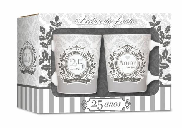 Conjunto 2 canecas - datas - bodas de prata - Brasfoot Menor preço em Conjunto 2 canecas - datas - bodas de prata - Brasfoot