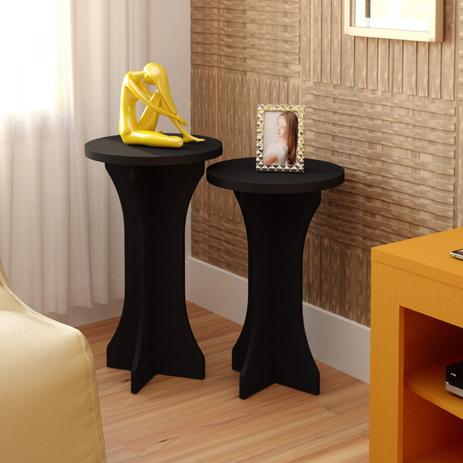 Conjunto 2 Mesas Laterais MDF Redondo Luck Artely Preto é boa?