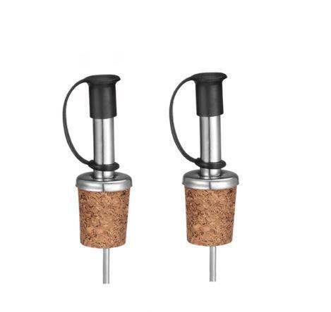 Conjunto 2 Peças Bico Para Vinho Dosador em Aço Inox e Cortiça Menor preço em Conjunto 2 Peças Bico Para Vinho Dosador em Aço Inox e Cortiça