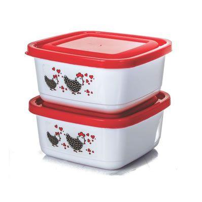 Conjunto 2 Potes Quadrado Prime c/ Tampa Decorado 1300ml - 123440 - Ercaplast Menor preço em Conjunto 2 Potes Quadrado Prime c/ Tampa Decorado 1300ml - 123440 - Ercaplast