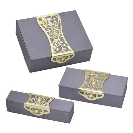 Conjunto 3 Caixas Decorativas Cinza Divas Concepts Life Menor preço em Conjunto 3 Caixas Decorativas Cinza Divas Concepts Life