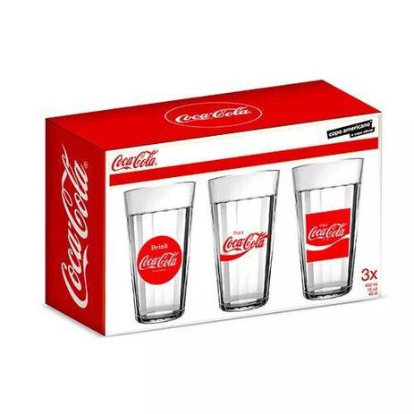 Conjunto 3 Copos Americanos Coca Cola 450ML Nadir Menor preço em Conjunto 3 Copos Americanos Coca Cola 450ML Nadir