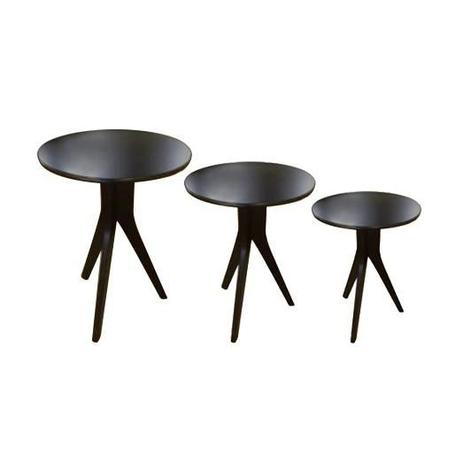 Conjunto 3 de Mesas de Apoio Tripé Preta - Wood prime - my Menor preço em Conjunto 3 de Mesas de Apoio Tripé Preta - Wood prime - my