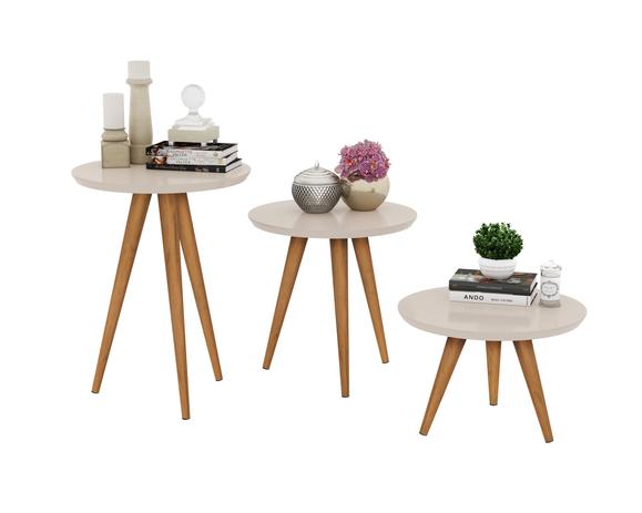 Conjunto 3 Mesas, Apoio, Lateral e Centro Classic Decore Off White - Lojas GD Menor preço em Conjunto 3 Mesas, Apoio, Lateral e Centro Classic Decore Off White - Lojas GD