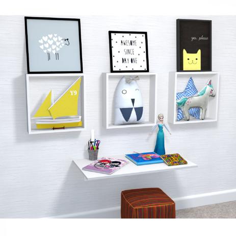 Conjunto 3 Nichos e 1 Mesa Dobrável de Parede Vidame Kitcubos Bramov Móveis Branco é boa?