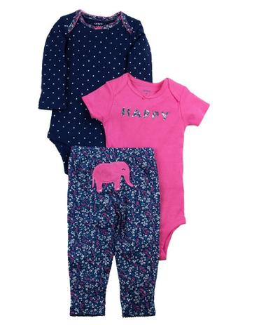 Conjunto 3 Peças Carters Happy Elefantinha Poá - Carters Menor preço em Conjunto 3 Peças Carters Happy Elefantinha Poá - Carters