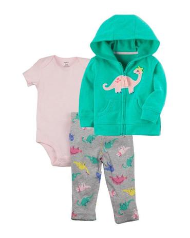 Conjunto 3 Peças Carters Inverno Menina Dino Verde Menor preço em Conjunto 3 Peças Carters Inverno Menina Dino Verde