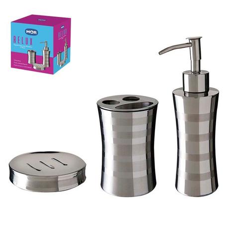 Conjunto 3 peças Inox Relux Porta Sabonete líquido + Escova e Creme Dental + Saboneteira - Mor é boa?