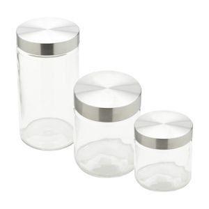 Conjunto 3 peças porta mantimento de vidro com tampa de aço inox base redonda Bon Gourmet - 26317 Menor preço em Conjunto 3 peças porta mantimento de vidro com tampa de aço inox base redonda Bon Gourmet - 26317