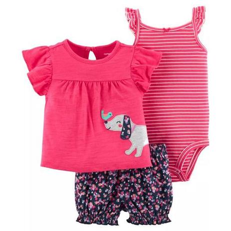 Conjunto 3 Peças Verão Cachorrinha - Carters Menor preço em Conjunto 3 Peças Verão Cachorrinha - Carters