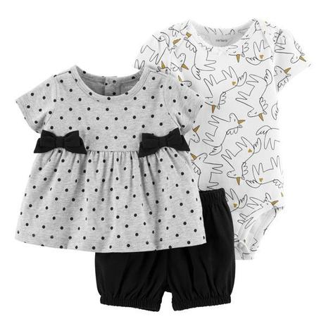 Conjunto 3 Peças Verão Unicórnio Preto e Branco - Carters Menor preço em Conjunto 3 Peças Verão Unicórnio Preto e Branco - Carters