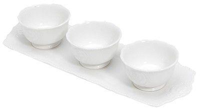Conjunto 3 petisqueiras com prato em cerâmica queen branco - lyor Menor preço em Conjunto 3 petisqueiras com prato em cerâmica queen branco - lyor