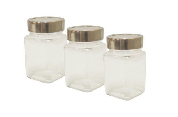 Conjunto 3 Porta Condimentos / Mantimentos com Tampa inox - Brasino Menor preço em Conjunto 3 Porta Condimentos / Mantimentos com Tampa inox - Brasino