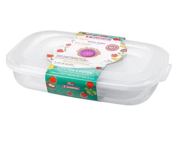 Conjunto 3 Potes De Plástico Retangulares Vac Freezer Sanremo Menor preço em Conjunto 3 Potes De Plástico Retangulares Vac Freezer Sanremo
