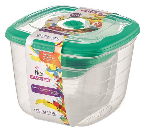Conjunto 3 Potes Quadrados Referência 713/5C Sanremo Menor preço em Conjunto 3 Potes Quadrados Referência 713/5C Sanremo
