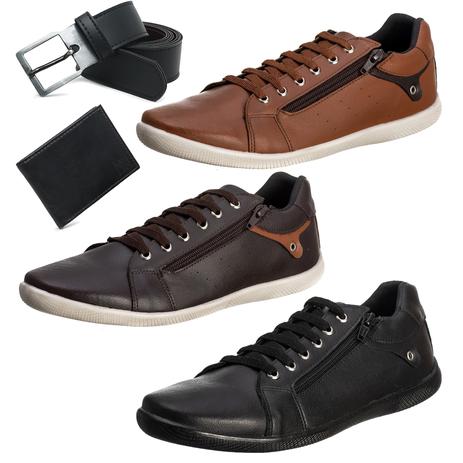 Conjunto 3 Sapatênis Masculino + Carteira Discreta + Cinto Elegante - RO01  - Vinni\u0026Co - Kit Masculino - Magazine Luiza