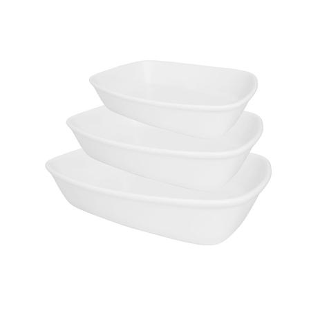Conjunto 3 Travessas Refratária Oxford 47921 Cookware Bake Branco Menor preço em Conjunto 3 Travessas Refratária Oxford 47921 Cookware Bake Branco