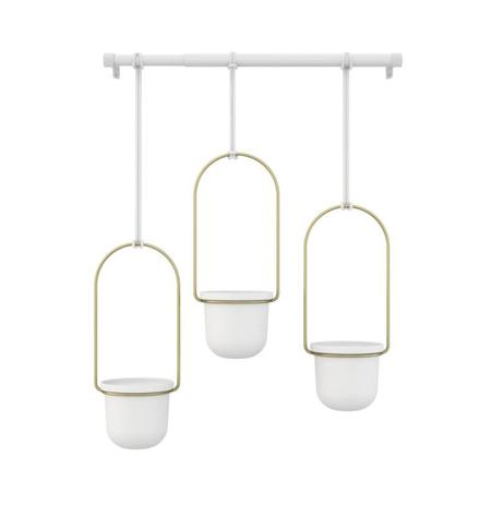 Conjunto (3 un ) Vasos de Suspensão Triflora Branco / Fosco - Umbra Menor preço em Conjunto (3 un ) Vasos de Suspensão Triflora Branco / Fosco - Umbra