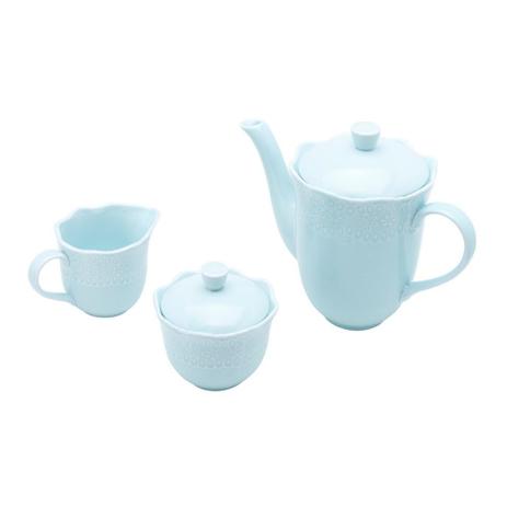 Conjunto 3Pc P/Chá E Café De Porcelana Princess Azul - 8203 - Lyor Menor preço em Conjunto 3Pc P/Chá E Café De Porcelana Princess Azul - 8203 - Lyor