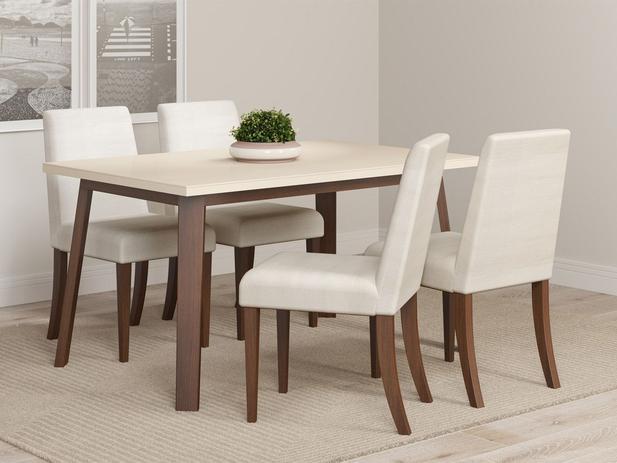 Conjunto 4 cadeiras de jantar Rússia tecido linho cru + mesa com tampo of_white - Poltronas do Sul é boa?