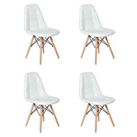 Conjunto 4 Cadeiras Dkr Charles Eames Wood Estofada Botonê - Branca - Magazine decor é boa?