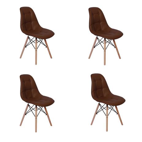 Conjunto 4 Cadeiras Dkr Charles Eames Wood Estofada Botonê - Marrom - Magazine decor é boa?