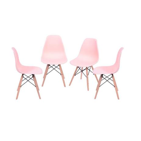 Conjunto 4 Cadeiras Eames DKR Base Madeira OR Design Salmão Menor preço em Conjunto 4 Cadeiras Eames DKR Base Madeira OR Design Salmão
