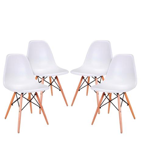 Conjunto 4 Cadeiras Eames Eiffel com pés de madeira - Branco - Travel Max Menor preço em Conjunto 4 Cadeiras Eames Eiffel com pés de madeira - Branco - Travel Max