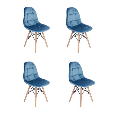 Conjunto 4 Cadeiras Eiffel Botonê Estofada Veludo Base Madeira - Turquesa - Magazine Decor Menor preço em Conjunto 4 Cadeiras Eiffel Botonê Estofada Veludo Base Madeira - Turquesa - Magazine Decor