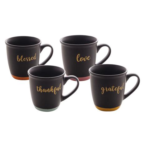 Conjunto 4 Canecas De Cerâmica Bon Gourmet Preto Matte Menor preço em Conjunto 4 Canecas De Cerâmica Bon Gourmet Preto Matte
