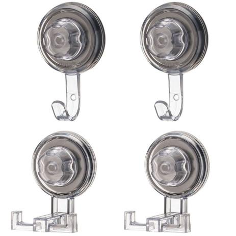 Conjunto 4 Ganchos Cabide Incolor Duplo e Simples Fixação Ventosa - Future Menor preço em Conjunto 4 Ganchos Cabide Incolor Duplo e Simples Fixação Ventosa - Future