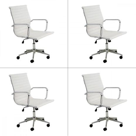 Conjunto 4 peças Cadeira Eames Sevilha Rivatti Baixa PU Menor preço em Conjunto 4 peças Cadeira Eames Sevilha Rivatti Baixa PU