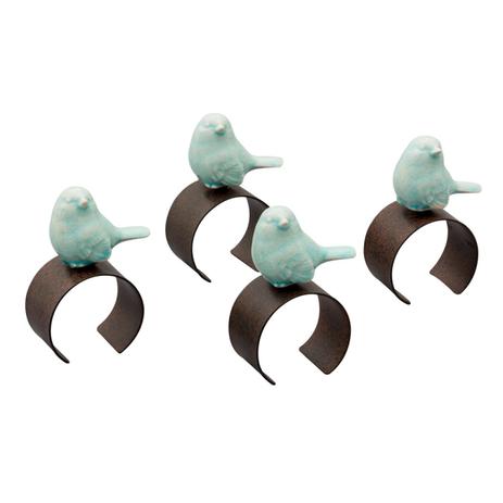 Conjunto 4 Porta Guardanapos Bird de Zamac com Pássaro Decorativo de Cerâmica Lyor Azul/Ferrugem Menor preço em Conjunto 4 Porta Guardanapos Bird de Zamac com Pássaro Decorativo de Cerâmica Lyor Azul/Ferrugem