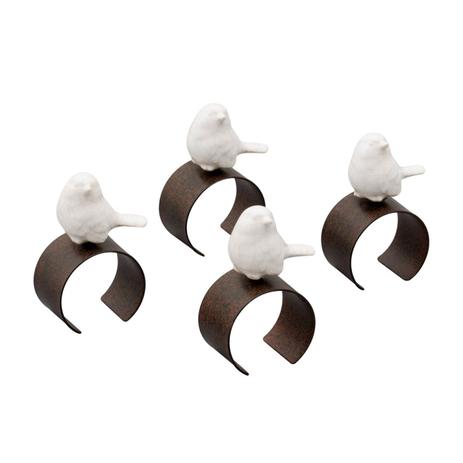 Conjunto 4 Porta Guardanapos de Zamac com Pássaro de Cerâmica e Ferrugem Lyor Branco/Ferrugem Menor preço em Conjunto 4 Porta Guardanapos de Zamac com Pássaro de Cerâmica e Ferrugem Lyor Branco/Ferrugem