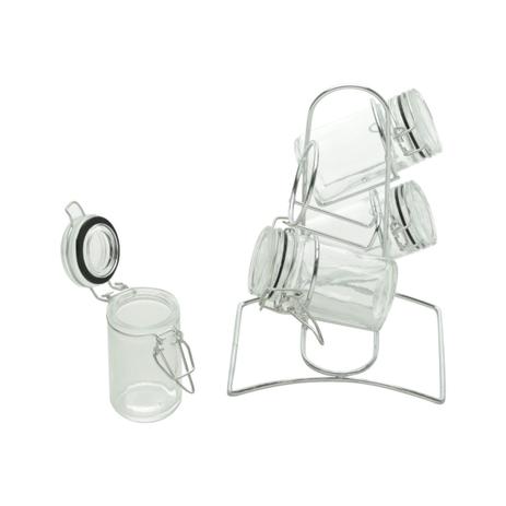 Conjunto 4 Potes p/ Temperos c/ Suporte - Lyor Menor preço em Conjunto 4 Potes p/ Temperos c/ Suporte - Lyor