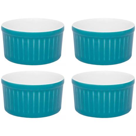 Conjunto 4 Ramequin Tigela Pote Porcelana 180ml Azul Oxford Menor preço em Conjunto 4 Ramequin Tigela Pote Porcelana 180ml Azul Oxford