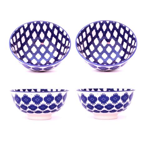 Conjunto 4 Tigelas Bowl Cumbuca Decorado 300ml Grécia Azul - Santa cecilia Menor preço em Conjunto 4 Tigelas Bowl Cumbuca Decorado 300ml Grécia Azul - Santa cecilia