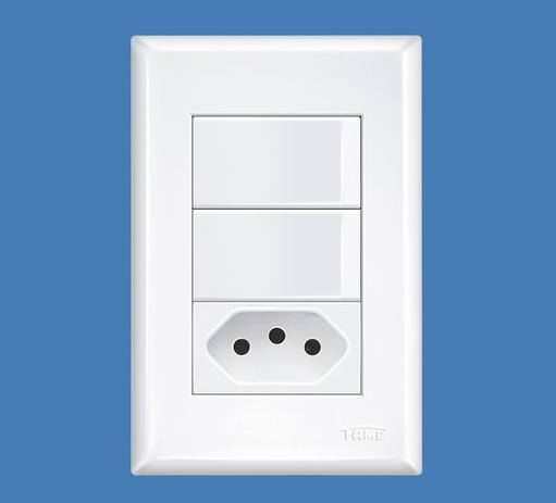 Conjunto 4x2 Interruptor 1 Tecla Simples + 1 Tecla Paralela + Tomada 10A Evidence - Fame Menor preço em Conjunto 4x2 Interruptor 1 Tecla Simples + 1 Tecla Paralela + Tomada 10A Evidence - Fame