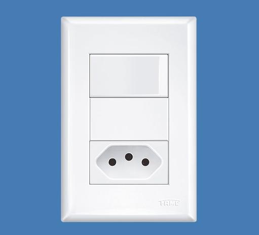 Conjunto 4x2 Interruptor 1 Tecla Simples + Tomada 10A Evidence - Fame Menor preço em Conjunto 4x2 Interruptor 1 Tecla Simples + Tomada 10A Evidence - Fame