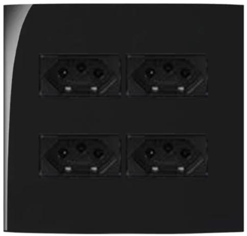 Conjunto 4x4 2 Tomada 2p+t 10a e 2 Tomada 20a Preto Fosco Margirius Menor preço em Conjunto 4x4 2 Tomada 2p+t 10a e 2 Tomada 20a Preto Fosco Margirius
