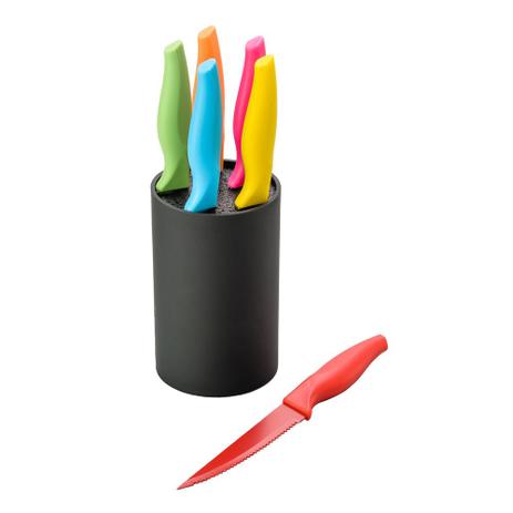 Conjunto 5 facas de cozinha coloridas com cepo emborrachado - Lyor Menor preço em Conjunto 5 facas de cozinha coloridas com cepo emborrachado - Lyor