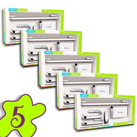 Conjunto 5 Kits Acessorio Banheiro 5 Peças Metal Cromado - Aladdin Menor preço em Conjunto 5 Kits Acessorio Banheiro 5 Peças Metal Cromado - Aladdin