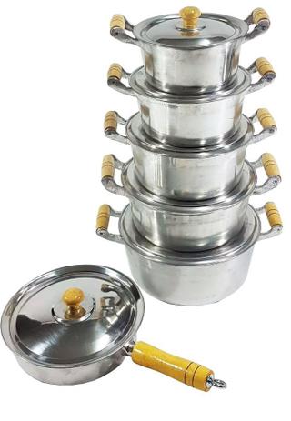 Conjunto 5 peças De Panelas Aluminio Fundido Polidas Com Frigideira n20 - Panelasbrasil Menor preço em Conjunto 5 peças De Panelas Aluminio Fundido Polidas Com Frigideira n20 - Panelasbrasil
