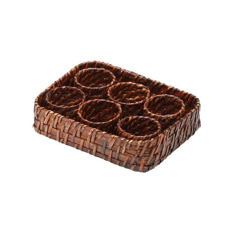 Conjunto 6 anéis para guardanapo de rattan com bandeja Bon Gourmet - 1062 Menor preço em Conjunto 6 anéis para guardanapo de rattan com bandeja Bon Gourmet - 1062