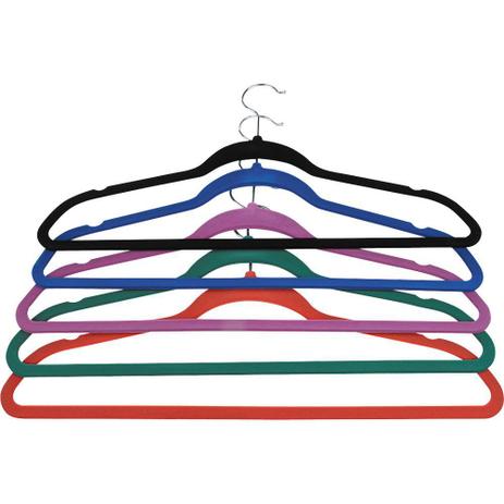 Conjunto 6 Cabides Aveludado Roxo - Casa video Menor preço em Conjunto 6 Cabides Aveludado Roxo - Casa video