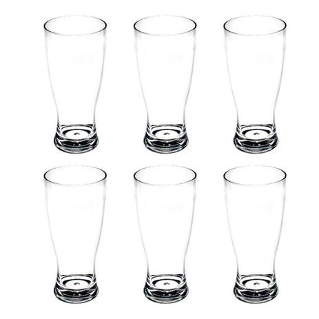 Conjunto 6 copos de acrílico cristal transparente para chopp 300ml - Kos Menor preço em Conjunto 6 copos de acrílico cristal transparente para chopp 300ml - Kos