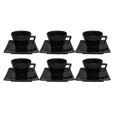Conjunto 6 Xícaras De Chá Com Pires Nara Preto 2102 Oxford Menor preço em Conjunto 6 Xícaras De Chá Com Pires Nara Preto 2102 Oxford